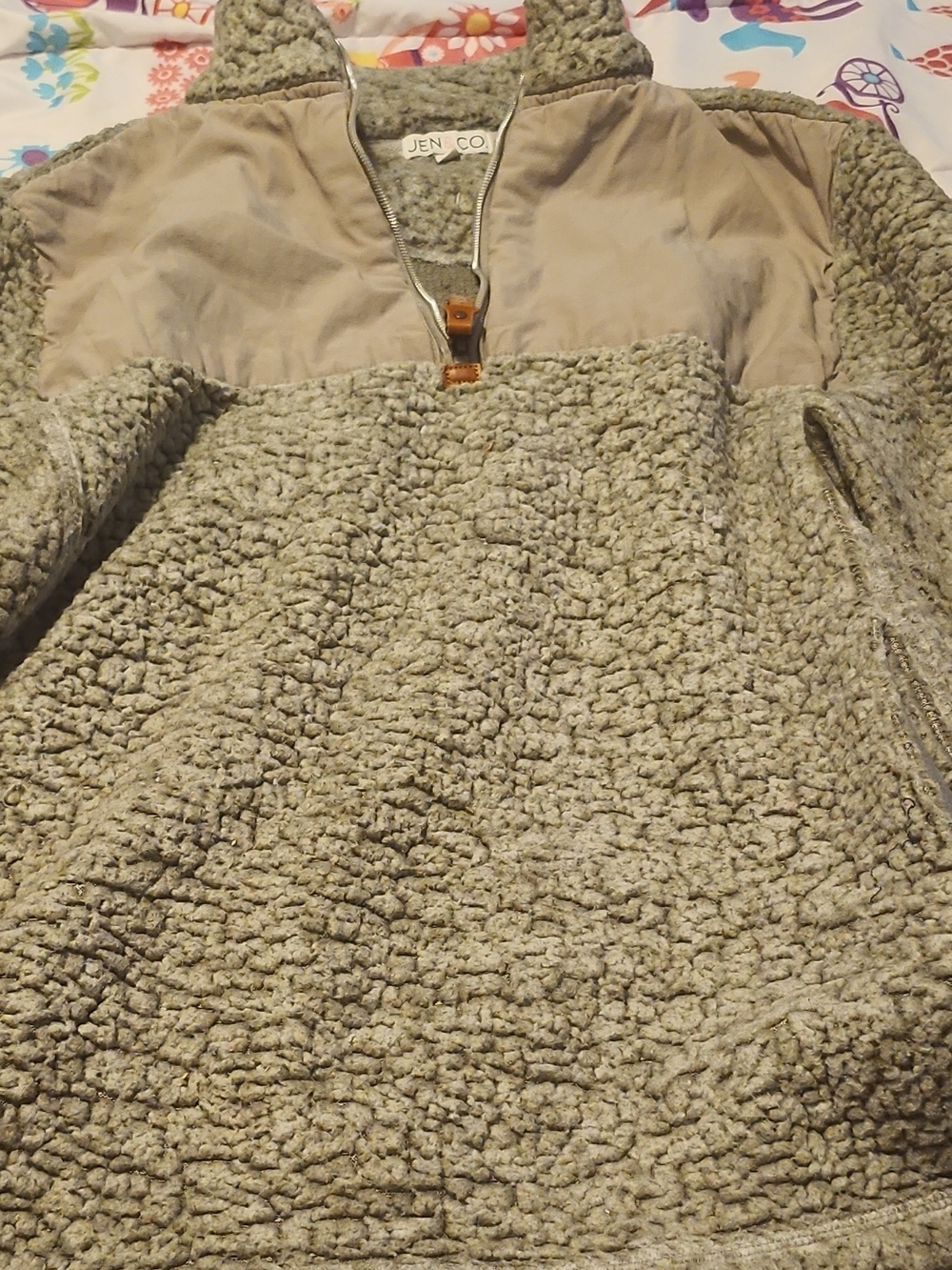 Jen & Co Olive Green Sherpa Pullover
